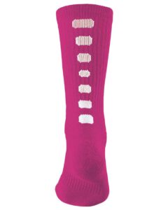Augusta Sportswear 6091 Colorblocked Crew Socks – Power Pink/ White
