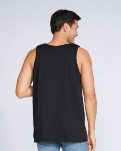 Gildan 64200 Unisex Softstyle® Tank Top – Black (on model back)