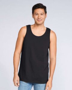 Gildan 64200 Unisex Softstyle® Tank Top – Black (on model)