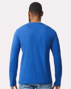 Gildan 64400 Unisex Softstyle® Long Sleeve T-Shirt – Royal (on model back)