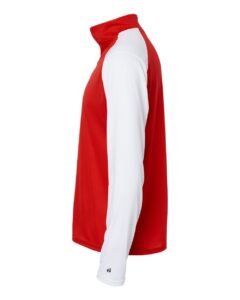 Badger 4231 Men’s Breakout Quarter-Zip Pullover – Red/ White (side)