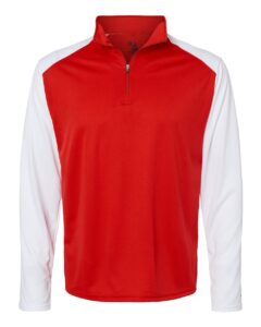 Badger 4231 Men’s Breakout Quarter-Zip Pullover – Red/ White