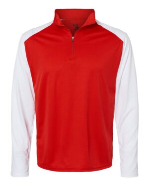 Badger 4231 Men’s Breakout Quarter-Zip Pullover – Red/ White