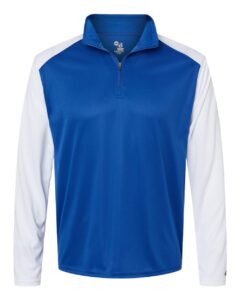 Badger 4231 Men’s Breakout Quarter-Zip Pullover – Royal/ White