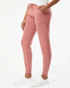 Independent Trading Co. PRM20PNT Women’s California Wave Wash Sweatpants – Dusty Rose (on model side)