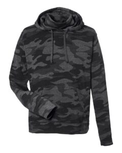 J. America 8879 Men’s Gaiter Fleece Hooded Sweatshirt – Black Camo Heather