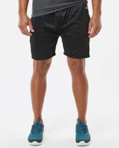 Badger 4146 Men’s B-Core 5″ Pocketed Shorts – Black (on model)