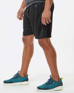 Badger 4146 Men’s B-Core 5″ Pocketed Shorts – Black (on model side)